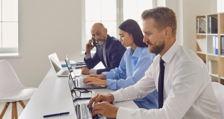 Dedicated team of professionals handling bookkeeping tasks, emphasising outsourced services.
