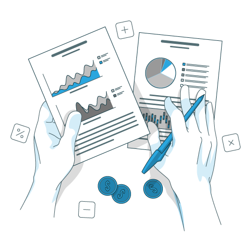 financial charts and reports